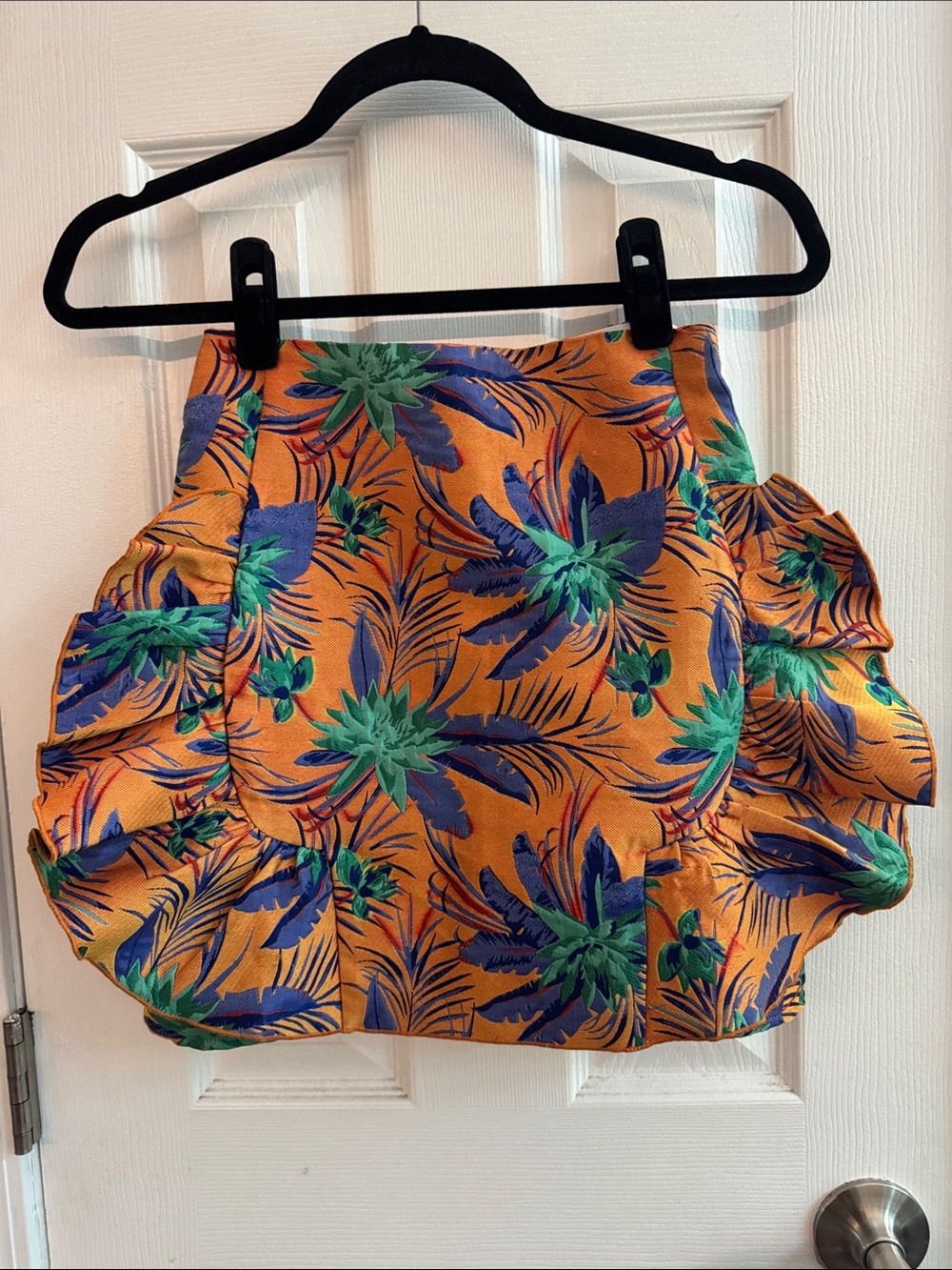 ASOS Brocade Tropical Ruffle Mini Skirt Size 0